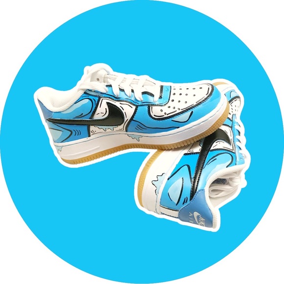 Nike Painted Custom Air Force One Nike AF1 Stylish Cool Trending Blue - Picture 1 of 5